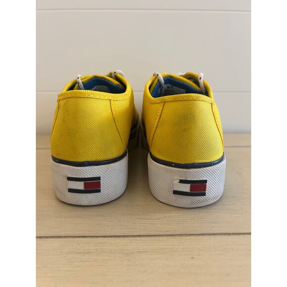 Vintage 1990 Tommy Hilfiger Womens Shoes Size 8m Chunky Platform Sneakers Yellow - Picture 4 of 7